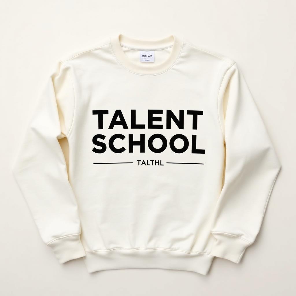 Cream crewneck sweatshirt with bold Talent School wordmark.