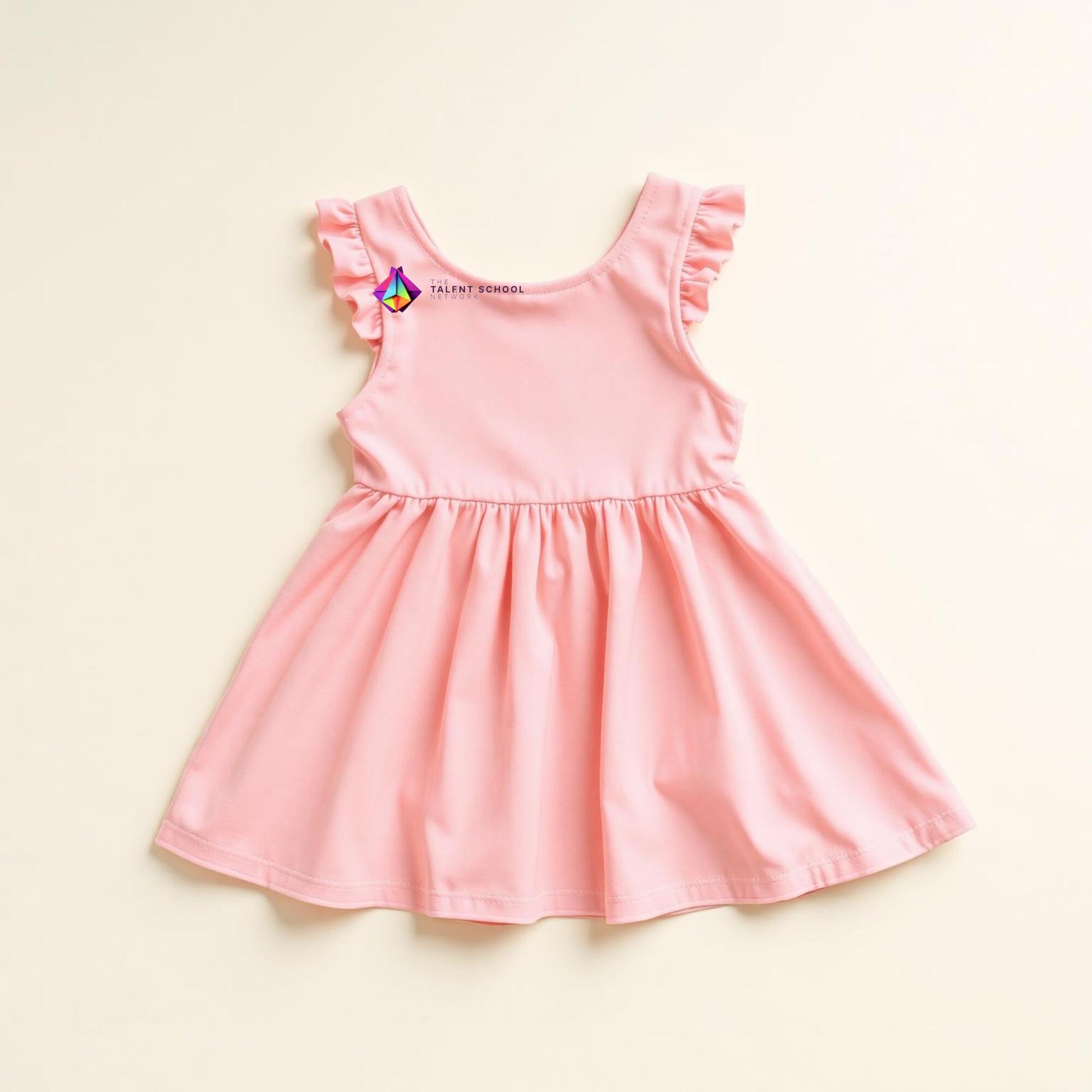 Talent School Sundress — patterned pink with 2026 woven label